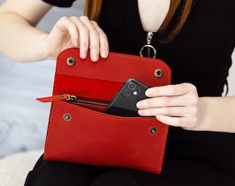 Large leather wallet womens, Personalized long wallet, Leather wallet clutch, Minimalist leather wallet, Handmade leather wallet women