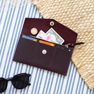 Leather envelope wallet, Personalized long wallet, Custom leather wallet for women, Leather money wallet, Handmade leather wallet women