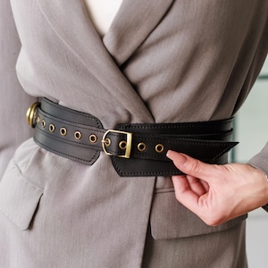 Leather corset belt for women, Wide waist belt women, Leather belt for dresses, Handmade leather belt women, Leather cincher belt