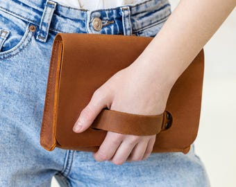Personalized leather clutch purse, Leather clutch with handle, Handmade leather clutch, Custom clutch evening bag, Classic leather clutch