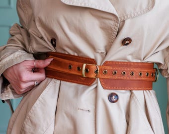 High waist leather belt women, Leather waist corset belt, Wide waist belt for dress, Adjustable leather belt, Wide belt with buckle