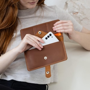 Leather long wallet for women, Personalized womens wallet, Long wallet with initials, Slim long wallet, Long bifold wallet, Handmade wallet