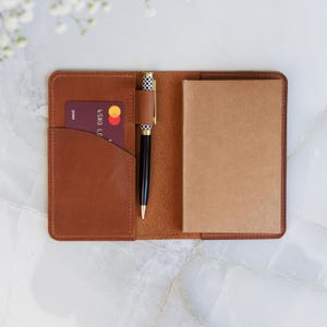 Custom leather notebook cover, Notebook cover with pen holder, Travel notebook cover, Personalized journal cover, A6 journal cover leather