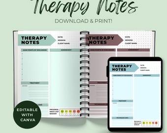 Therapist Notes Template: Counseling Session Worksheets (Digital Download, Printable