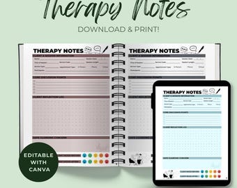 Modèle de séance de thérapie : notes du thérapeute et plan de traitement imprimables (téléchargement numérique)