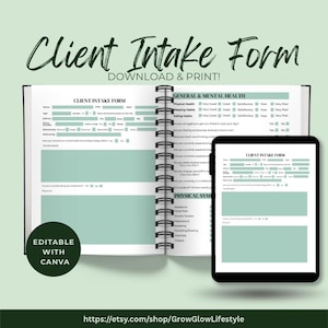 Therapy Client Intake Forms: Counseling, Consent (Printable PDF Download)