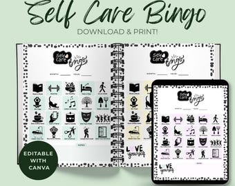 Wellness Bingo-spel: Mindfulness-aktivitet för egenvård (digital nedladdning)