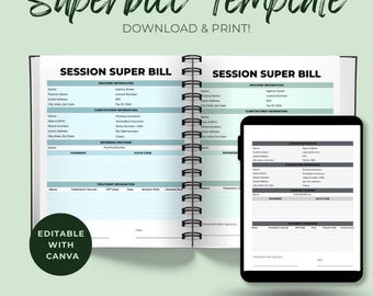 Fillable Therapist Superbill Template: Mental Health Invoice (PDF Download)