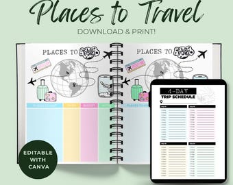 Printable Travel Bucket List & World Map: Vacation Planner (PDF Download)