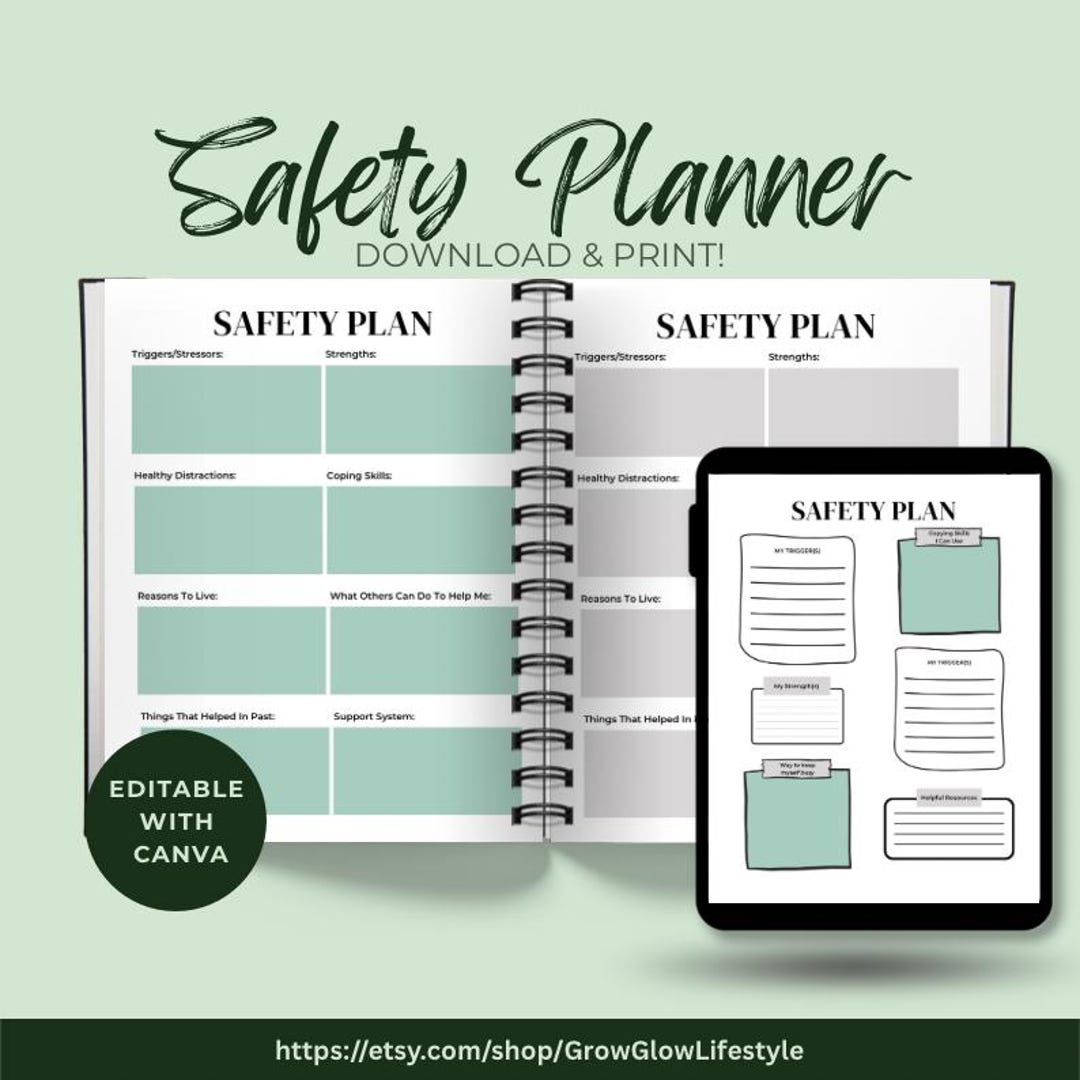 Crisis Safety Plan Template: Trauma Therapy Worksheets & Coping Skills ...