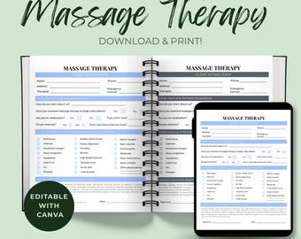 Massage Therapy Forms Bundle: Editable Intake, SOAP Notes, Consent (PDF Download)