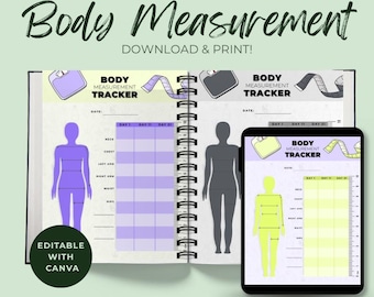 Printable Body Measurement Tracker: Weight Loss & Fitness Journal (PDF Download)