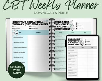 Mental Health Professional CBT Treatment Planner, Therapist Worksheets Template for clients, Behavioral Counseling Session