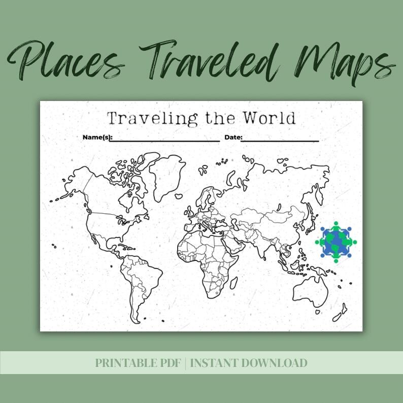 Printable Travel Maps: Color-in World Adventure Tracker (PDF Download ...