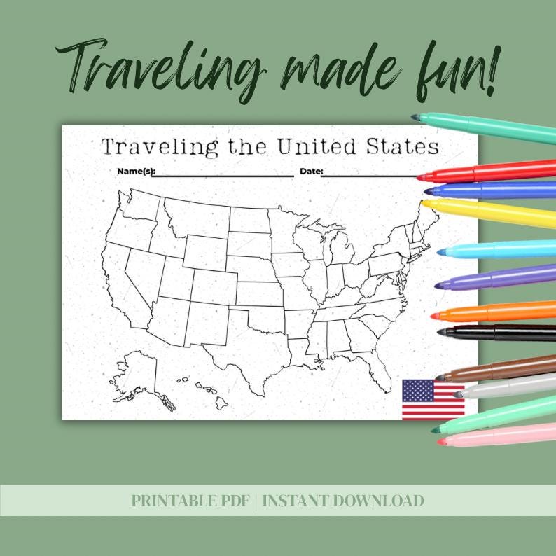 Printable Travel Maps: Color-in World Adventure Tracker (PDF Download ...