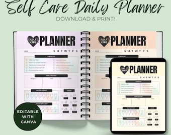 Daily Self Care Planner: Wellness Tracker and Checklist (Printable PDF)