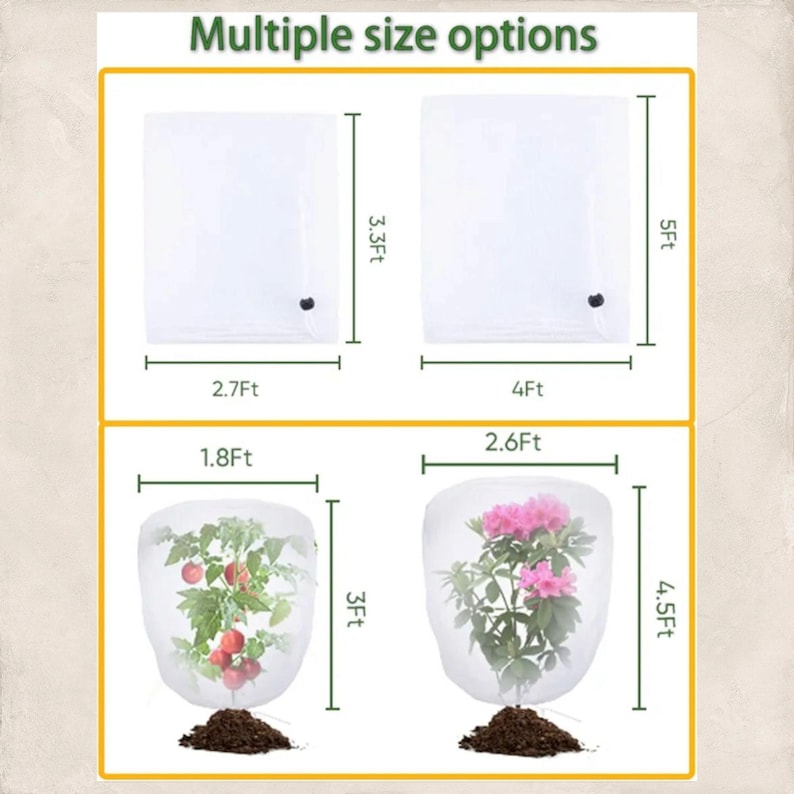 Garden Plant Protection Net Bags – Drawstring Pest Barrier Covers for ...