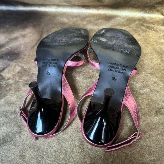 y2k metallic leather pink rosette kitten heels ma… - image 5