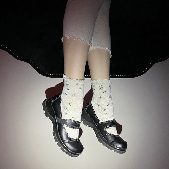 90s goth black mini platform mary jane shoes size