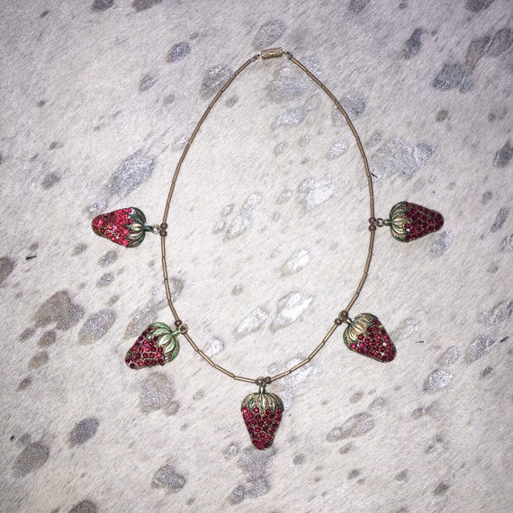 Vtg 20s - 30s strawberry rhinestone novelty charm