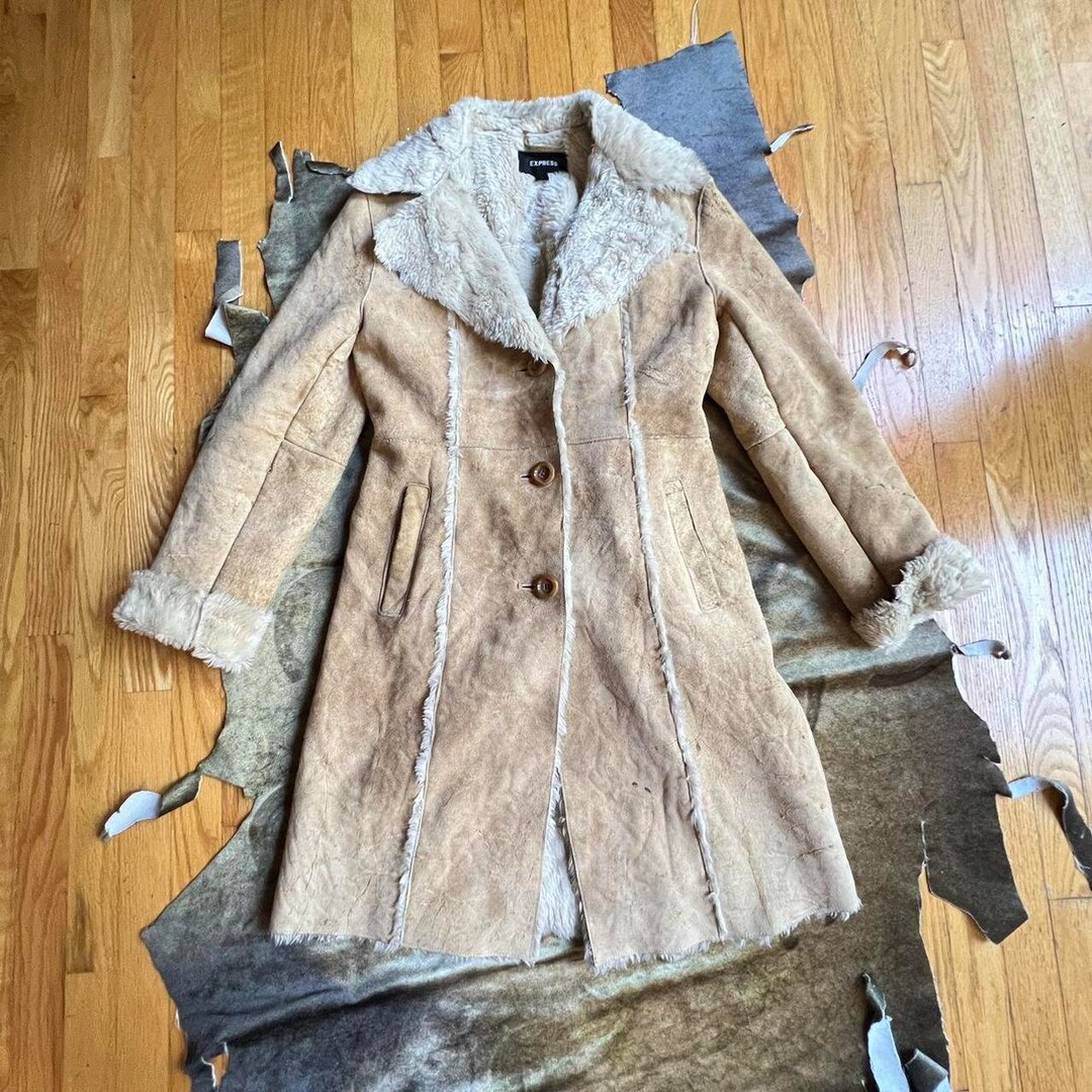 Y2k Does 70s Penny Lane Boho Shearling Coat by Express Sz Medium Etsy