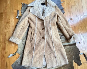 y2k does 70s penny lane boho shearling coat by express sz medium