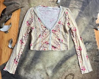90s twee fairy floral cardigan by French brand promod size listed xl