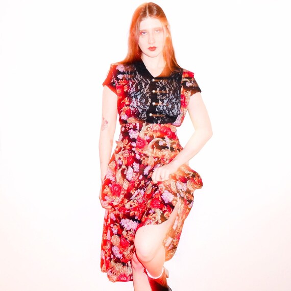 90s floral print suspender pinafore dress by Ann T