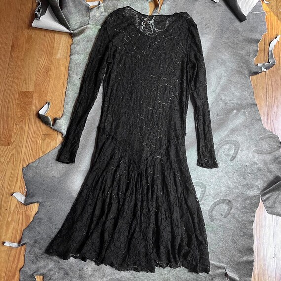 1920s goth black lace long sleeve mourning dress … - image 4