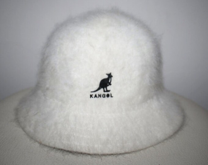 Fuzzy White Kangol Bucket Hat Etsy