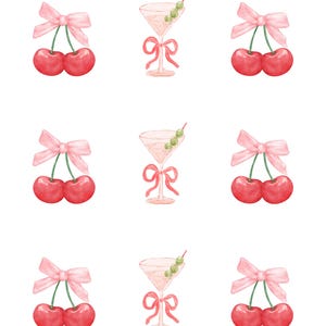 Cherries & Martini Aesthetic Poster | Red Wall Art Printable | Retro Cocktail Decor | Bachelorette Party Art | Y2K Digital Download