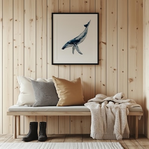 Original Humpback Whale Watercolor Print — Deep Ocean Art, Loose Expressive Giclée, Framed Ready to Hang | Art 2010