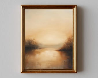 Serene Lakeside Sunrise Art Print – Autumn Landscape (Digital Download)