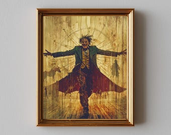 Vintage Circus Showman Digital Art, Printable Dark Carnival Clown, Moody Theatrical Wall Decor, Grunge Poster Illustration Download 653