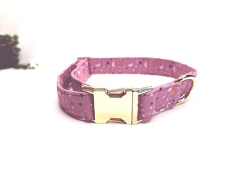 Soft Dog Collar Cotton Dog Gift for Dog Lover Gold Dog Collar Metal Dog Collar Metal Buckle Halloween Dog Collar Purple Gift for Dog Owner