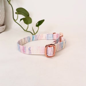 Pastel Dog Collar Rainbow Collar Pastel Rainbow Tie Dye Collar Rose Gold Dog Collar Cotton Muted Rainbow Rose Gold Collar image 6