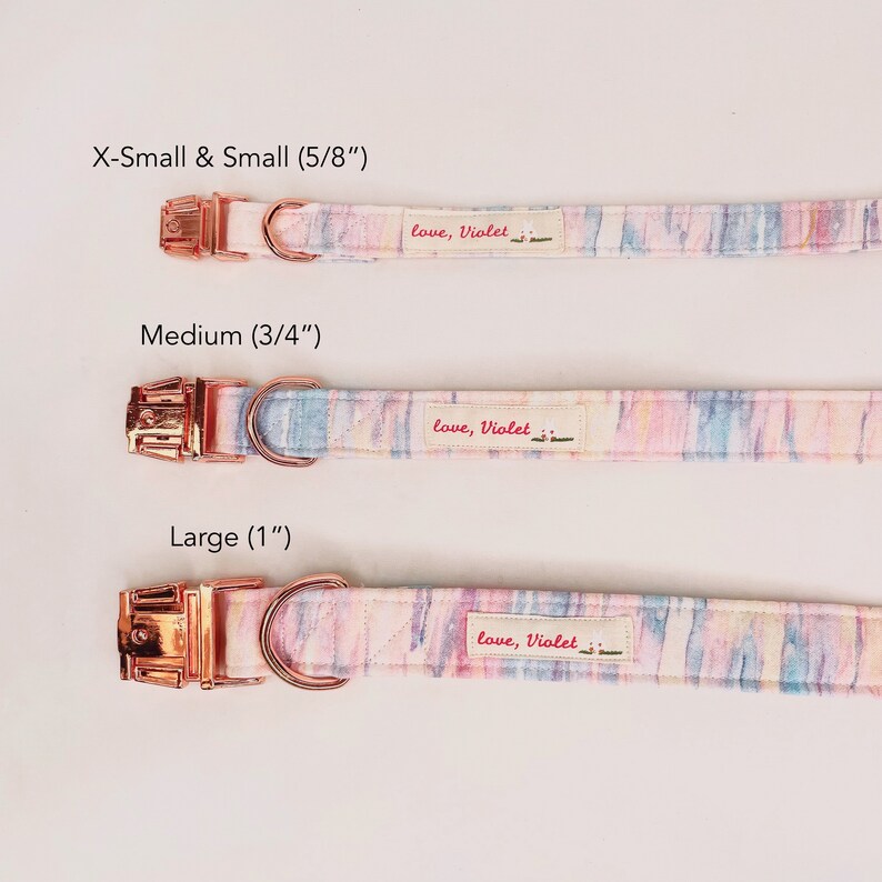 Pastel Dog Collar Rainbow Collar Pastel Rainbow Tie Dye Collar Rose Gold Dog Collar Cotton Muted Rainbow Rose Gold Collar image 7