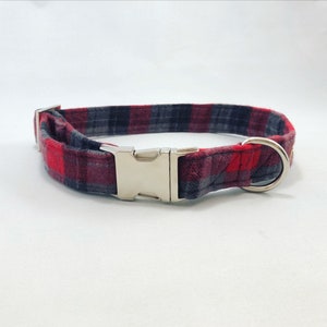 Red Plaid Collar · Fall Dog Collar · Boy Dog Collar · Girl Dog Collar · Plaid Dog Collar · Grey Plaid Collar · Autumn Dog Collar