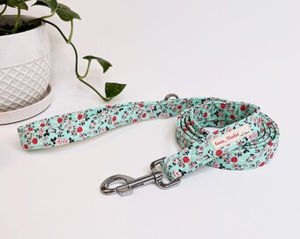 Turqoise Dog Leash · Floral Dog Leash · Fabric Leash · Soft Dog Leash · Flower Print Dog Leash · Mint Dog Leash · Turquoise Leash