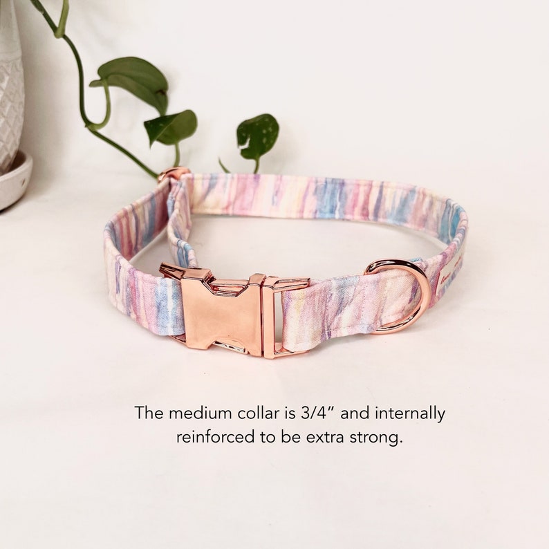 Pastel Dog Collar Rainbow Collar Pastel Rainbow Tie Dye Collar Rose Gold Dog Collar Cotton Muted Rainbow Rose Gold Collar image 3