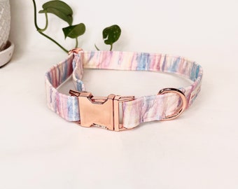 Pastel Dog Collar · Rainbow Collar · Pastel Rainbow · Tie Dye Collar · Rose Gold Dog Collar · Cotton · Muted Rainbow · Rose Gold Collar