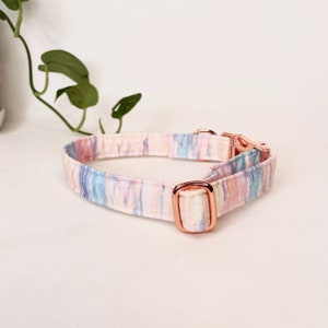 Pastel Dog Collar Rainbow Collar Pastel Rainbow Tie Dye Collar Rose Gold Dog Collar Cotton Muted Rainbow Rose Gold Collar image 4