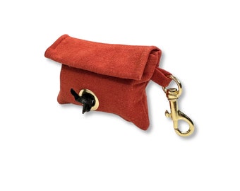 Dog Poop Bag Holder Red Dog Gift for Dog Owner Rust Red Gift Poop Bag Dispenser Poop Bag Holder with Snap Pet Poop Bag Holder Orange