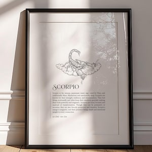 Impresión del zodiaco Escorpio: Póster astrológico de estilo vintage (descarga digital) Z20