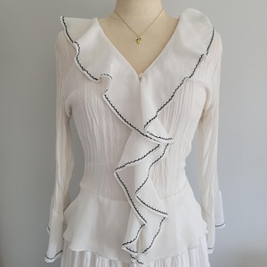 Two Different White Blouses for Summer - Womens Ruffle Blouse - Preppy Summer Blouse - Gandma Core Blouse - Preppy Elegant Shirts - Bundle