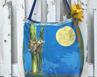 Spring Peeper Frog Crossbody Bag – Neoprene and Woven Cotton