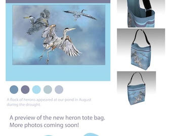 Coming Soon! - Nova Scotia Heron Crossbody Bag  - Neoprene and Woven Cotton