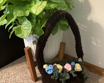 Crochet Flower Shoulder Bag Pattern, Layered Boho Tote Tutorial (PDF)