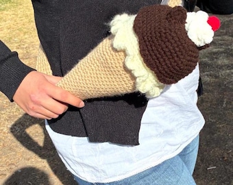 Sac à bandoulière en cornet de crème glacée au crochet | Porte-monnaie d'été fait main