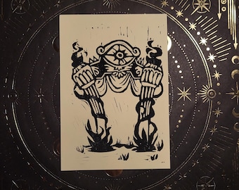 Florid Postern DST Linocut 4in by 6in print